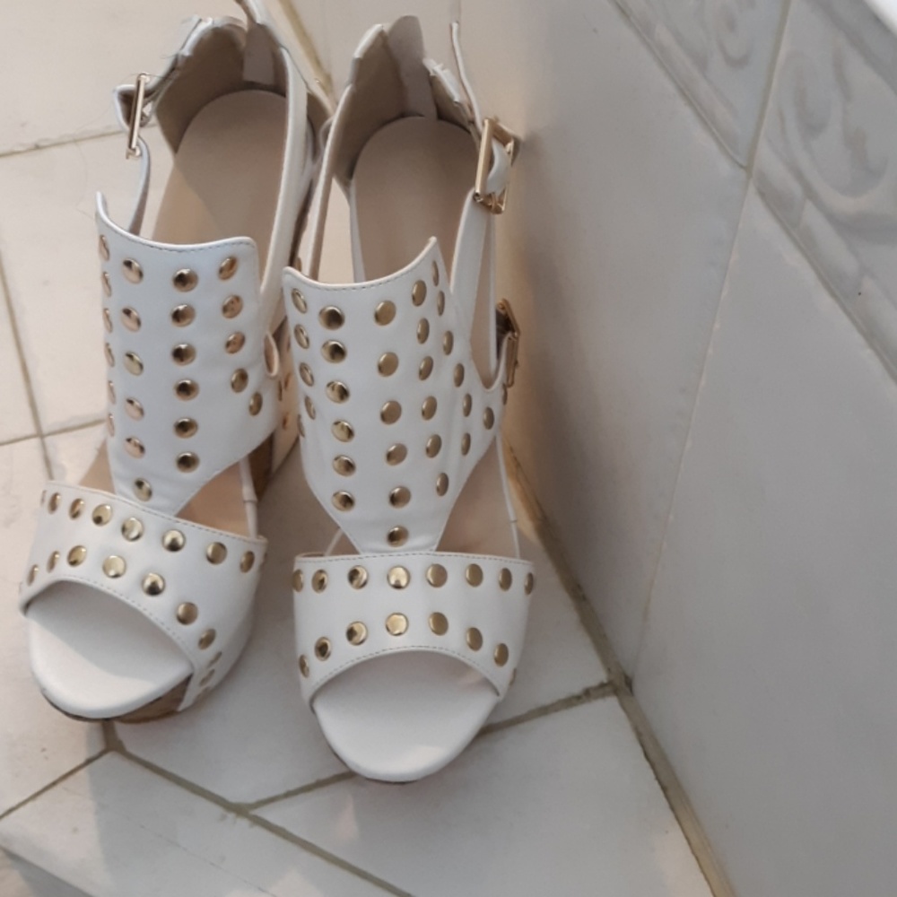 White with gold studs sandals